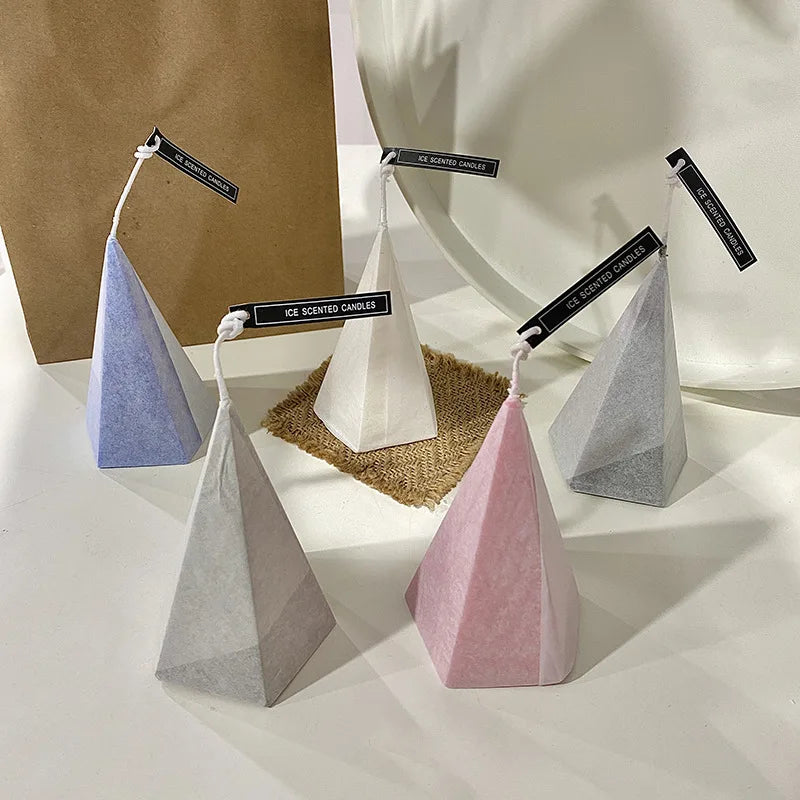European-style Geometric Conical Iceberg Scented Candle Home Decoration Ornament Soy Wax Romantic Decorative Prop