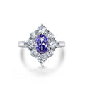 Vintage Style Jewelry Blue Zircon Ring Oval 6*9 MM 925 Sterling Silver Engagement Wedding Ring Women