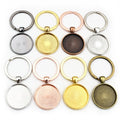 Wholesale Diy Zinc Alloy Round Silver Glass Cover Key Chain Accessories Women Pendant