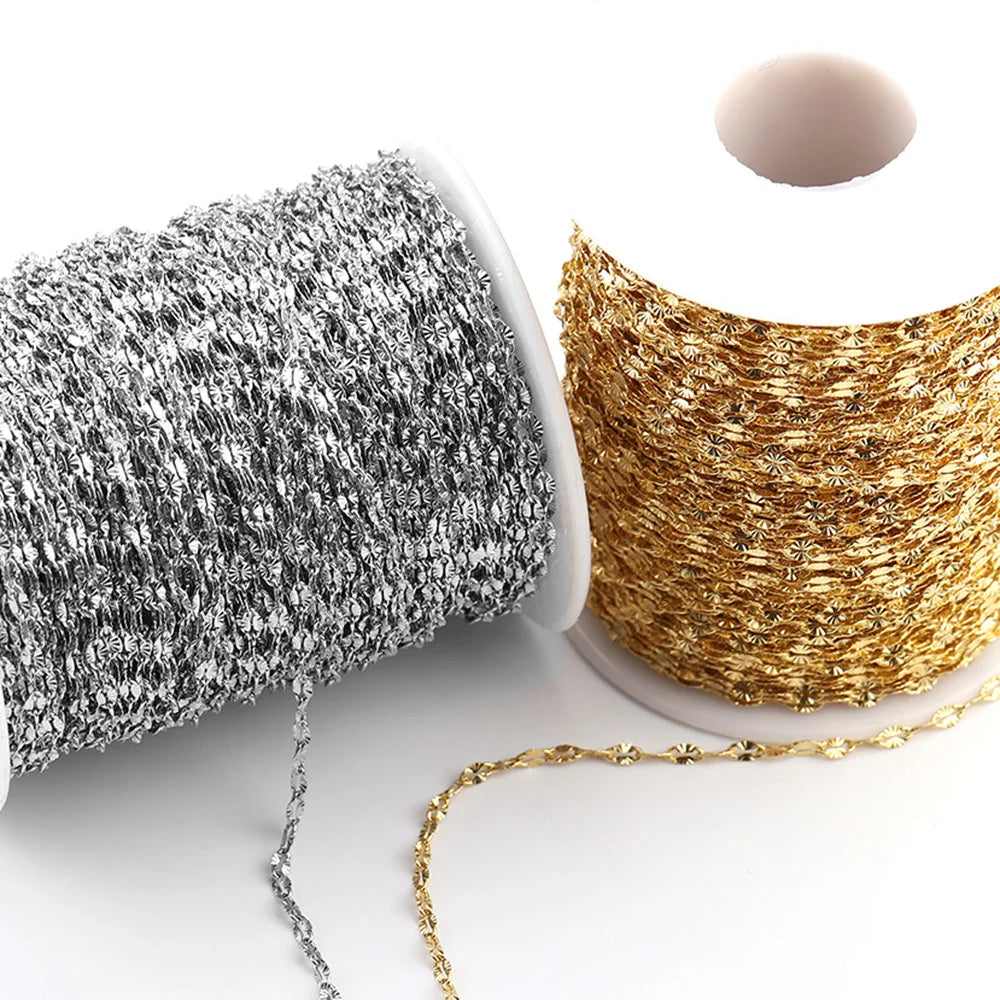 5meters/Roll Elegant Meter Sell Chain Knitted Pattern Necklace Stainless Steel Chain Meter for Making Jewelry