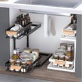 OWNSWING Metal Under Sink Cabinet Organizer Pull Out Sliding Drawers With Wooden Handle