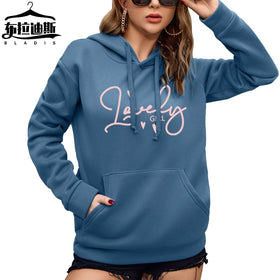 New Fashion French Terry Knitted Printed Hooded High Quality Women's Autumn Winter Breathable Eco-Friendly Casual 100% 308g