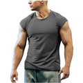 Men's Loose Fit Knitted T-Shirts Short Sleeve Muscle Crew Neck Tops Casual Street Wear with Printed Pattern for Bodybuilding