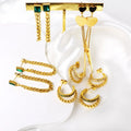 OEM Fashion Jewelry 18k Gold Plated Emerald Cuban Link Loop Earring Stainless Steel Square Green Zircon Tassel Stud Earrings