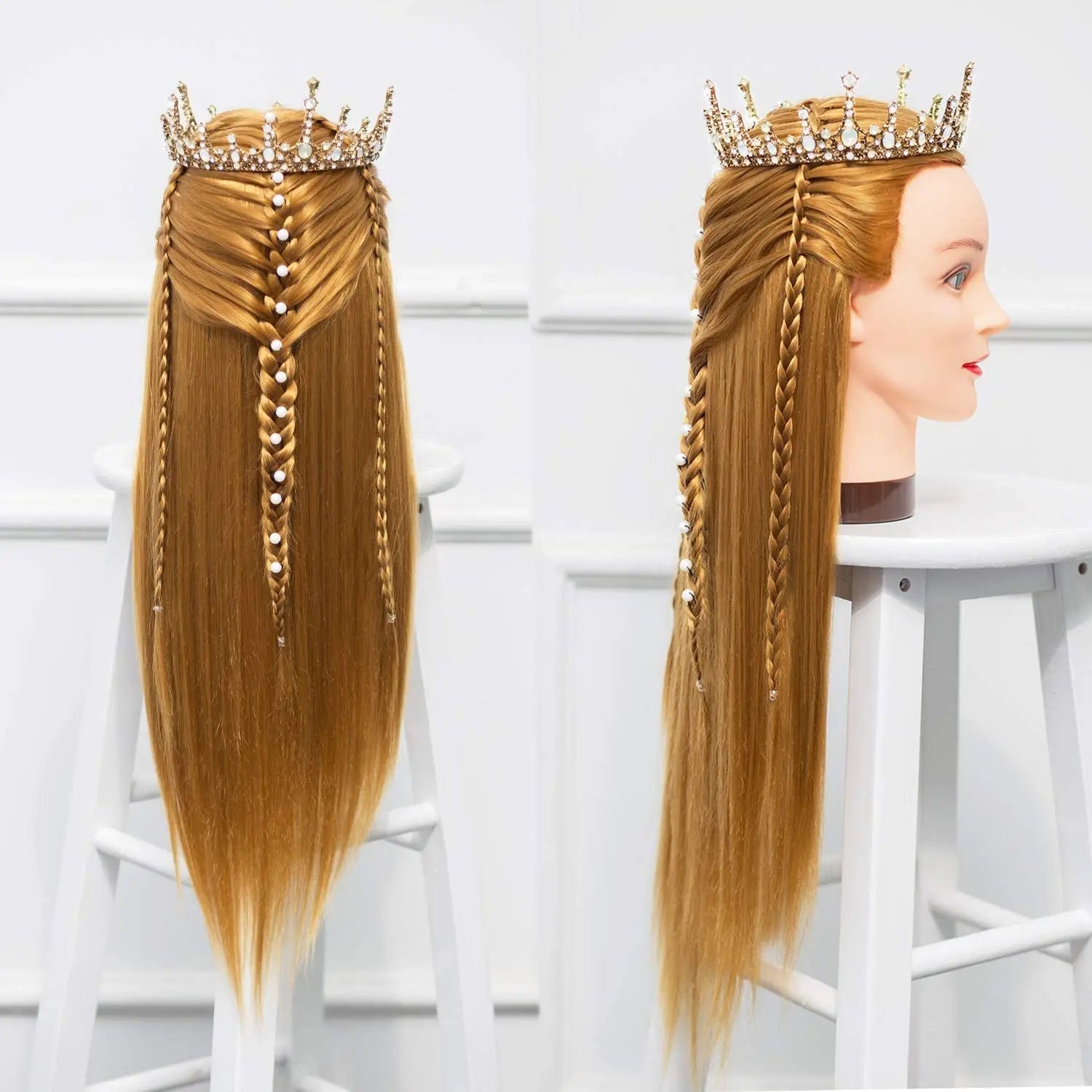 Long Straight 613 Synthetic Mannequin Wig Head for Haircut and Braiding Sale Hairdressing Mannequin Wig Head