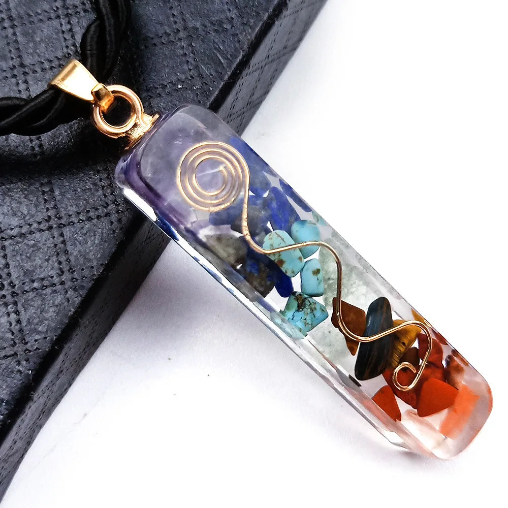 Orgonite Energy Cakra Multi Color Chakra Stone Yoga Healing Gemstone Crystal Pendants Necklace Jewelry
