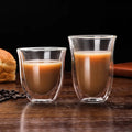 Wholesale Portable Borosilicate Double Wall Clear Glass Coffee Cup 80/200/300ml Modern Cute Design Coffee Tea Set