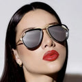 Private Label Trendy Green Tortoise Square Metal Sunglasses Gradient Shades Double Beam Shades Outdoor Driving Sunglasses