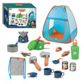 Kids Outdoor & Indoor Camping Set With Tent Camping Gear Toy With Campfire 29PCS Pretend Play Camp Gear Tools for Birthday Gifts