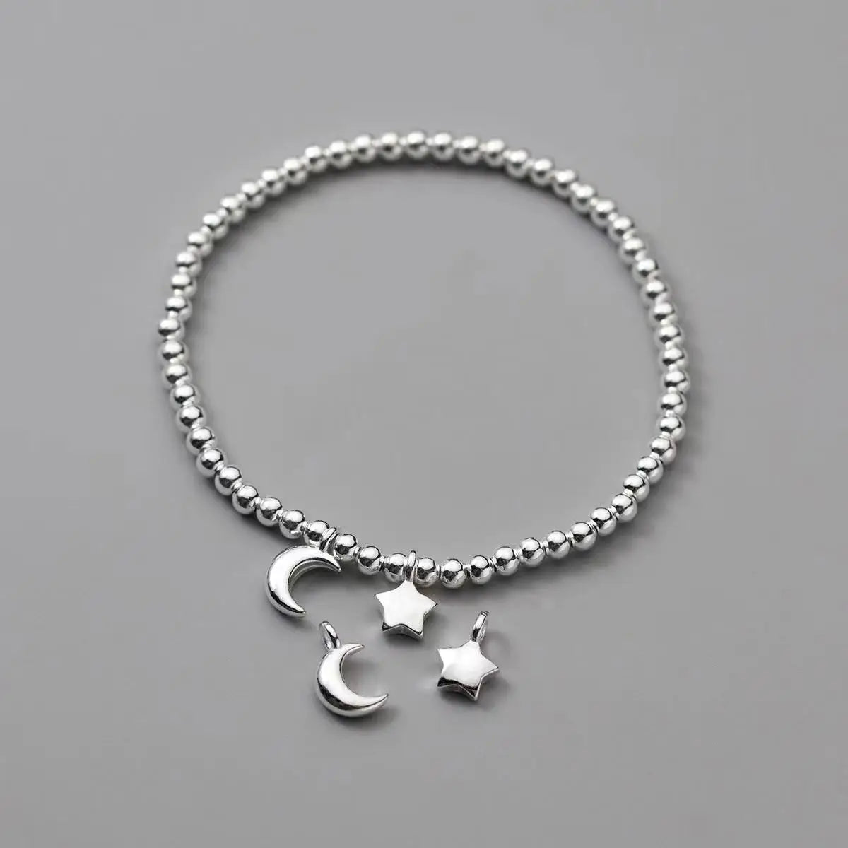 Fine Permanent Bulk Star and Moon Diy 925 Sterling Silver Charms for Jewelry Making Bracelet Earring Jewelry Accessories Women