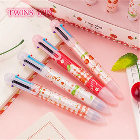 Cartoon Ballpoint Pen Multi Color Press Oil Pen Girl Heart Cute Student Korea Stationery 509