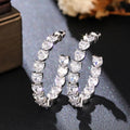 CAOSHI Wholesale Heart Shaped Bling White Cubic Zirconia Silver/Gold Plated Big Circle Hoop Earrings for Women Luxury CZ Jewelry