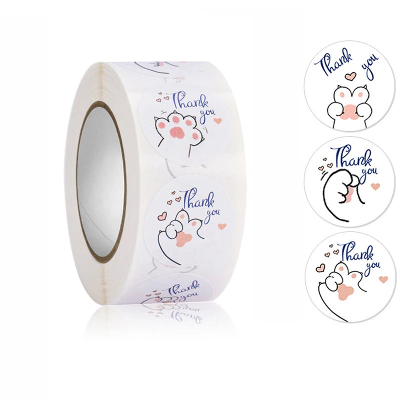 Factory printing cartoon round sticker thank you sticker 1.5inch sticker for gift box packaging