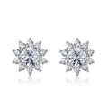 S925 Sterling Silver D Color VVS1 Moissanite Sunflower Halo Stud Earrings for Women