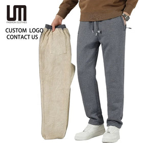Clearance Sales Men Winter Sweatpants Thick Warm Fleece Lined Casual Trousers Elastic Waist Lounge Pants (Plus Size Available)