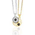 Stainless Steel Gold Finish Sun Moon Pendant Necklace Valentine Gift 100 Languages I Love You Fashionable Couples Accessory