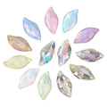 HFOUR Colorful Diamond Leaf Sew-on Glass Crystal Loose Rhinestones with 20 Facets Flatback for Wedding Dresses