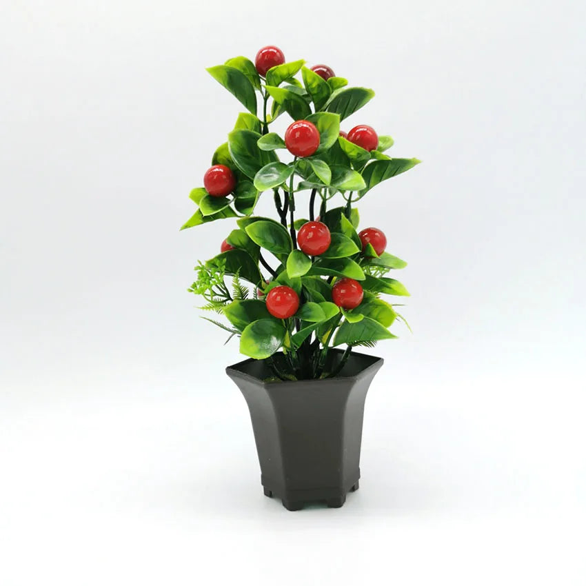 Hot Sale Artificial Fruits Desktop Mini Potted Bonsai Home Garden Christmas Party Decoration