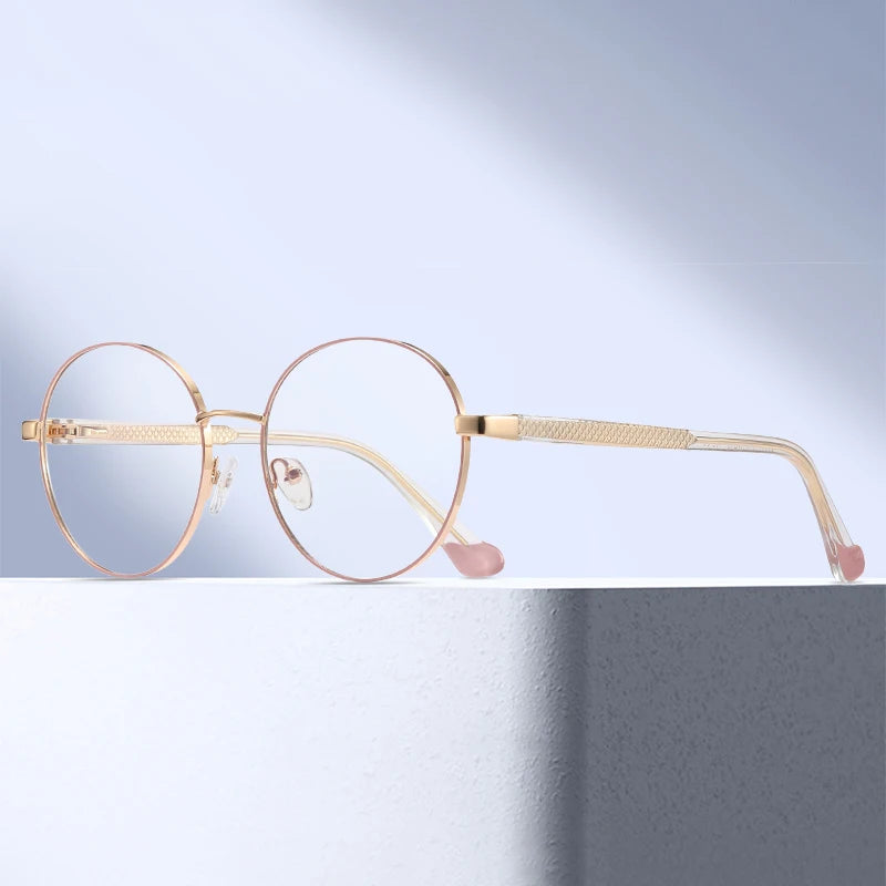 MS 82035 Hotselling Eyeglasses New Design Metallic Round Full Frame Fashion Series Blue Light Blocking Glasses Eyewear MegaBDM
