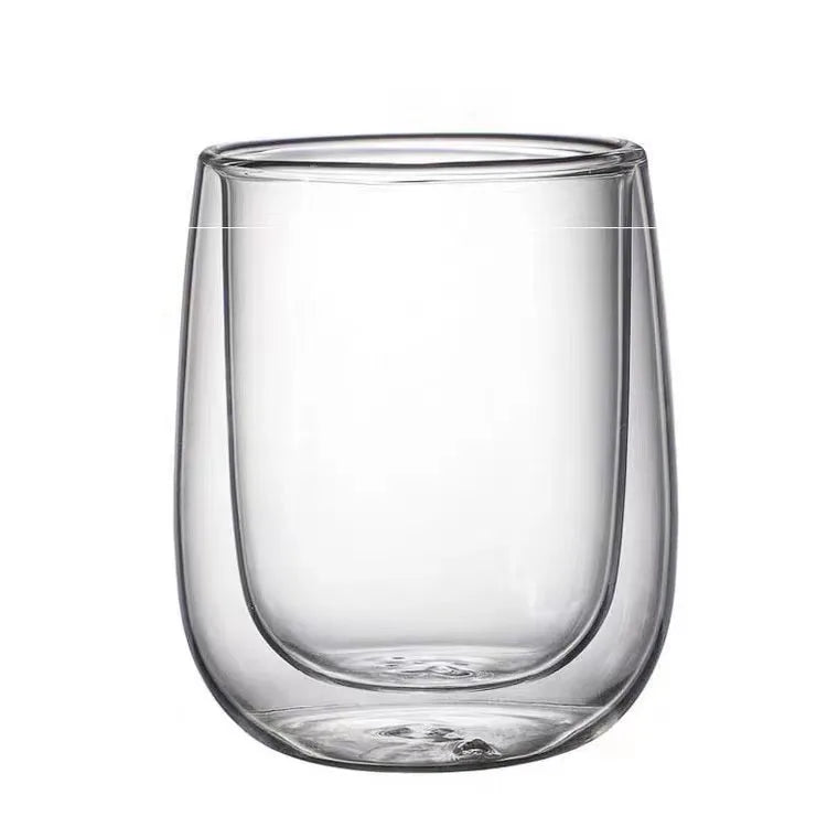Wholesale Logo Customized Borosilicate Glass Egg Shape Double Wall Tumbler 300ml/10oz Dishwasher & Microwave Safe Coffee Mug