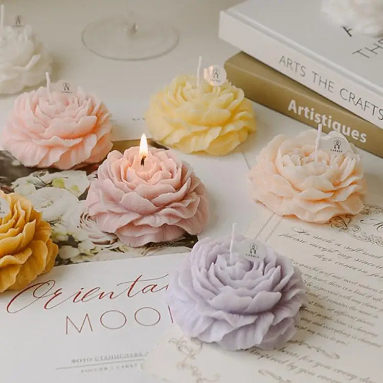 Custom Luxury Aromatic Gift Wax Scented Subshrubby Peony Flower Candles for Wedding