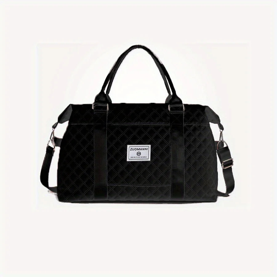 Portable Large-Capacity Travel Bag Foldable Nylon for Short Business Trips Fitness Boarding Zipper Closure