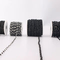 Black Spinel Beads Gemstone Non Tarnish No Fade Rosary Beads Black Crystal Handmade Stainless Steel Jewelry Ball Chain