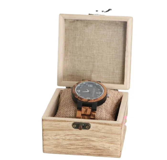 Rustic Bamboo Wooden square Packaging Wood Packaging Box with Pillow