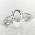 Sterling Silver 4*6/5*7/6*8/7*9/8*10/9*11mm Semi Mount Ring Empty Frame Blank Support S925 Without Center Stone for DIY Inlay