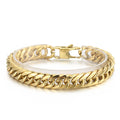 KALEN 21cm Classic Mens Gold Silver Plated Stainless Steel Hip-hop Link Bracelet
