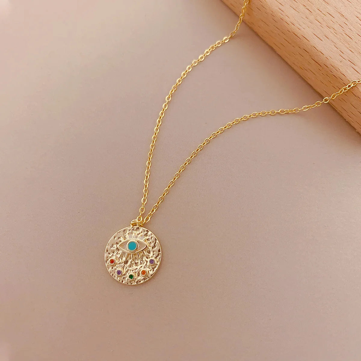 Wholesale Price Classic Colorful Diamond Evil Eye Necklace Amulet Lucky Necklace