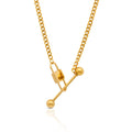 Chris April in Stock Fashion PVD Gold Plated 316L Stainless Steel Lock and Balance bar Pendant Necklace