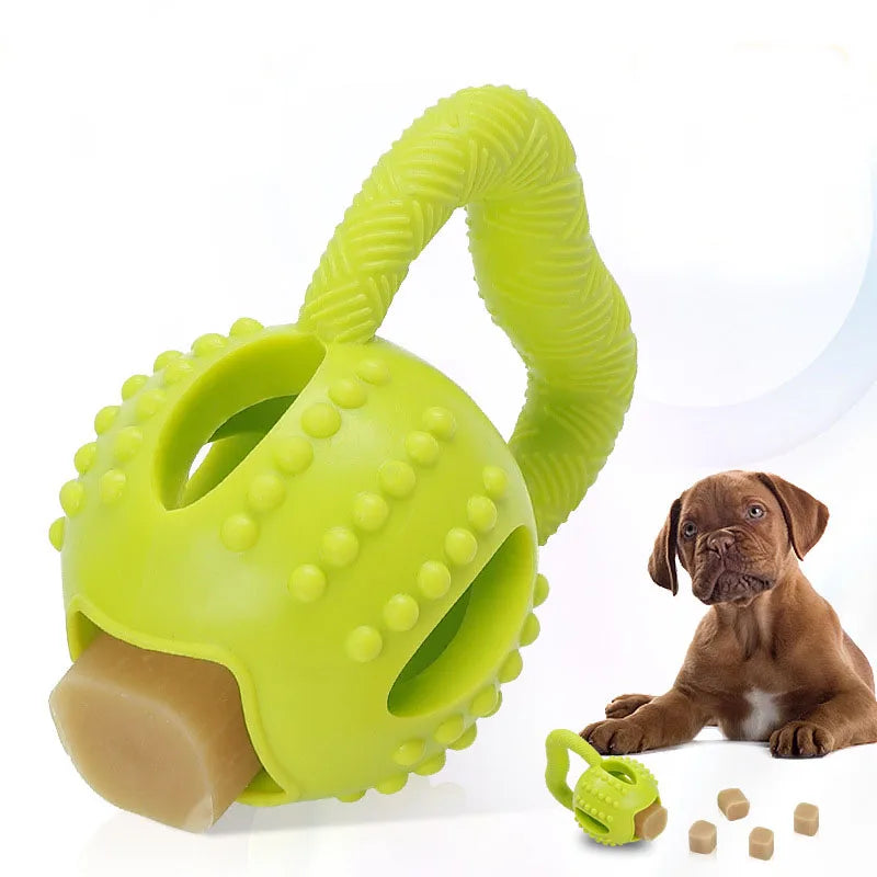 Wholesale Pet Feeder Toys TPR Grinding Teeth Clean Cheese Dog Balls Square Pull Ring Chew Toy