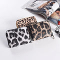 Leopard Print Pu Wrist Strap Zipper Bag Large Capacity Multi-Card Phone Case Card Case Short Wallets Ladies Purs