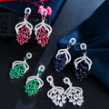 Noble Cubic Zircon Dangle Drop Fruit Earring Green Blue White Red Cluster Grape Bunch Shaped Earrings for Women Trendy Jewelry