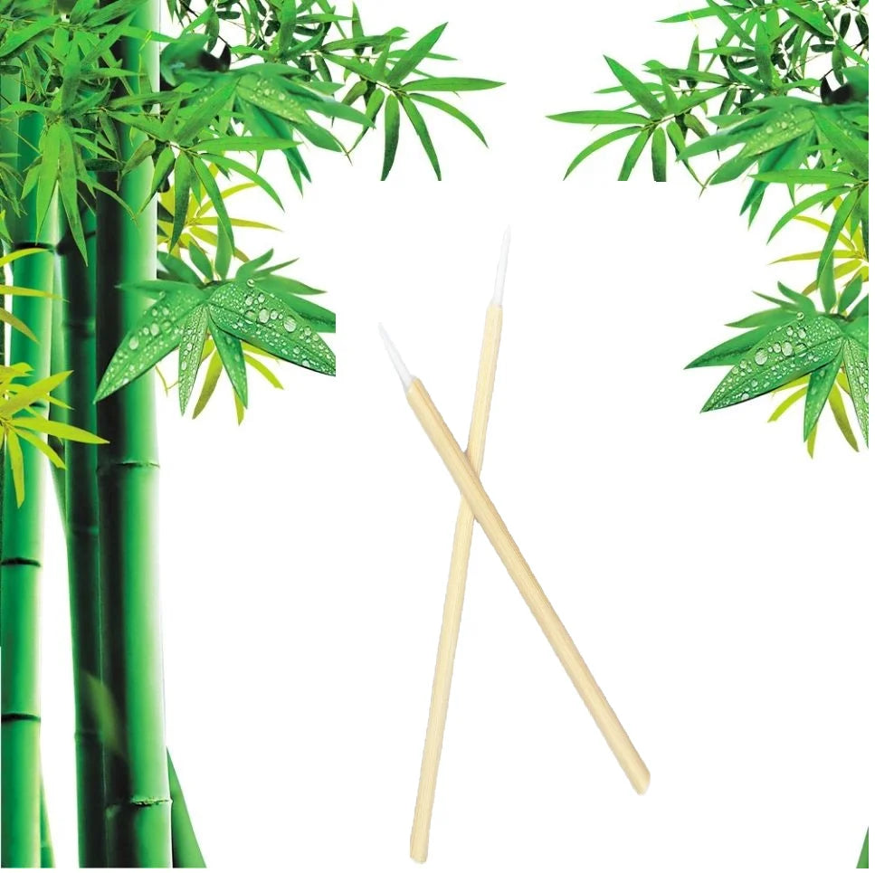 50 Pack Disposable Eco-friendly Bamboo Handle Eyeliner Brush with Nylon Hair Skin-friendly Makeup Brushes