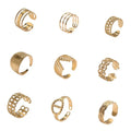 Minimalist Wholesale Geometric Stainless Steel Fashion Jewelry Accessories 18K Gold Plated Open Adjustable Stackable Ring