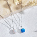 Luster Jewelry Trendy Strand White/Blue Opal Beaded Statement Necklace with Pendant for Women