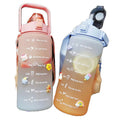 3 in 1 Children Straw Water Bottle 2000ml Sport Plastic Water Bottle Kids School Gradient Calibration Tails Bottles