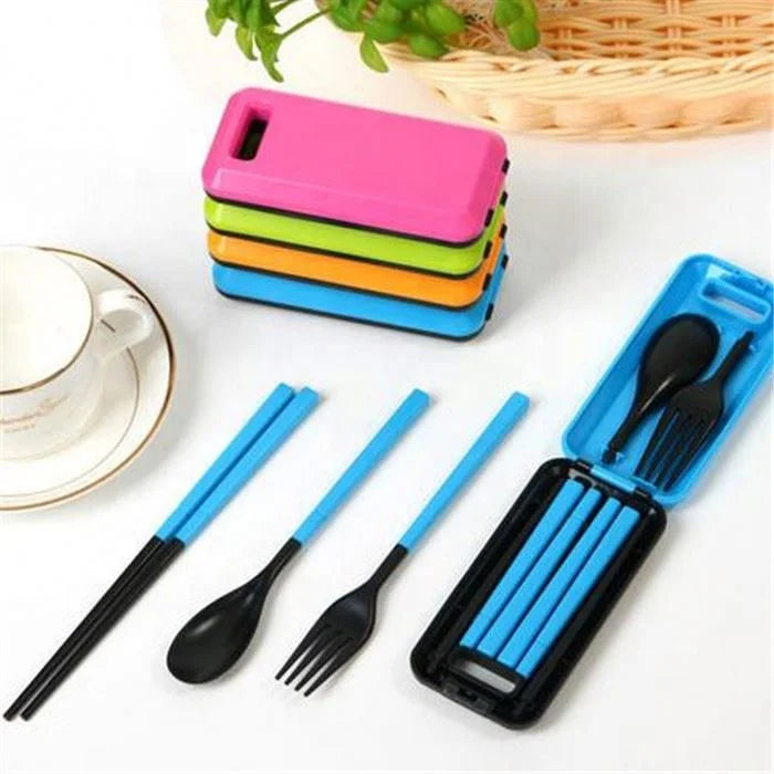 New Folding Portable Travel Kids Adult Cutlery Travel Fork Tableware Dinnerware Sets Camping Picnic Set Gift for Child Kids