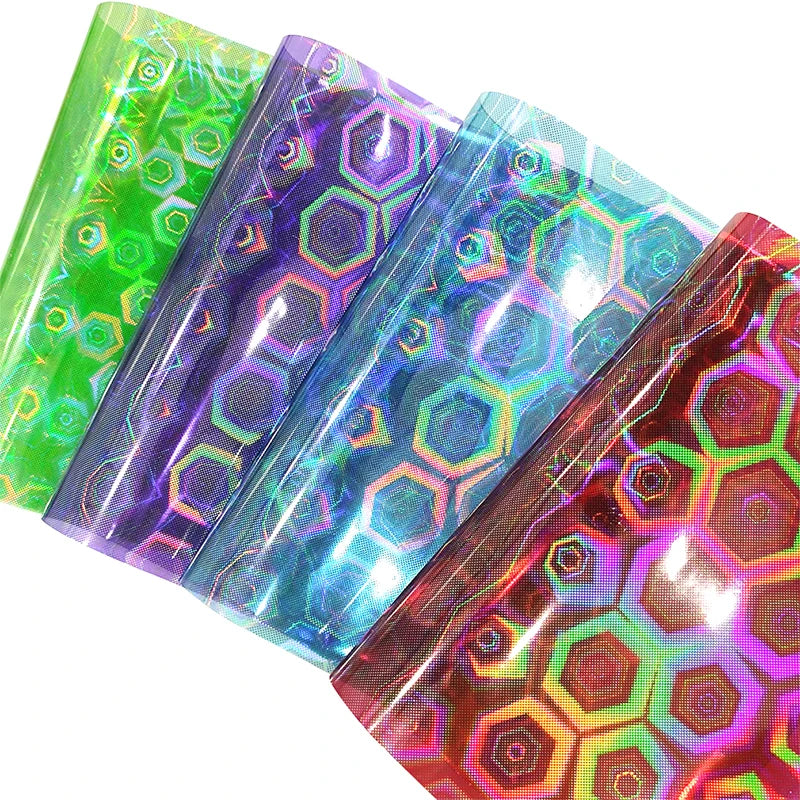 0.5m Foiled Polka Dot Geometric Holographic Shape PVC Film for Bag Packaging Case Manufacturing