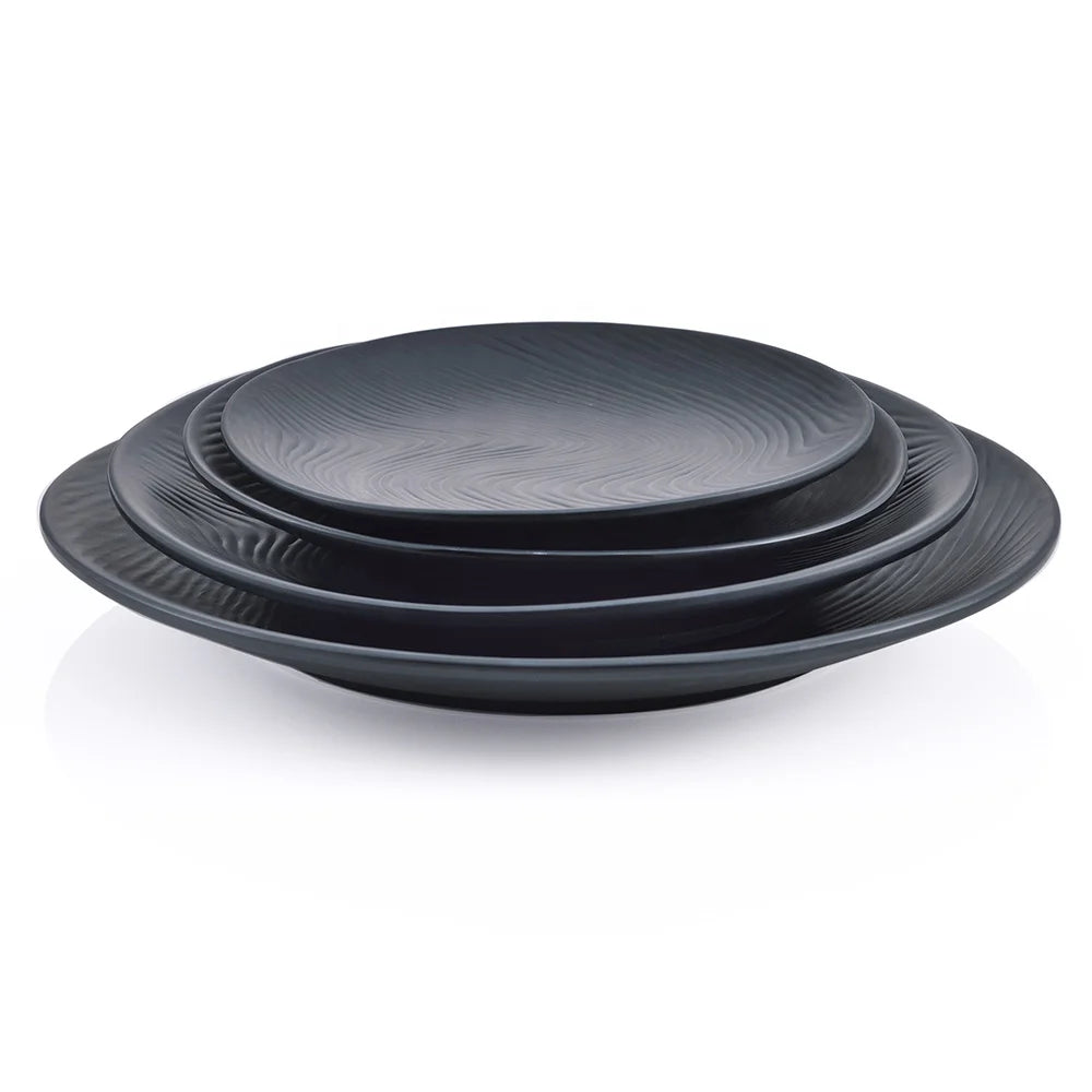 Restaurant Dinnerware 10 Inch Unbreakable Large Blank Black Round Melamine Charger Plate