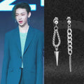 Kpop Stars Chain Cone Hipster Personality Punk Pendant Hoop Earrings Stainless Steel Men Women Jewelry Earrings