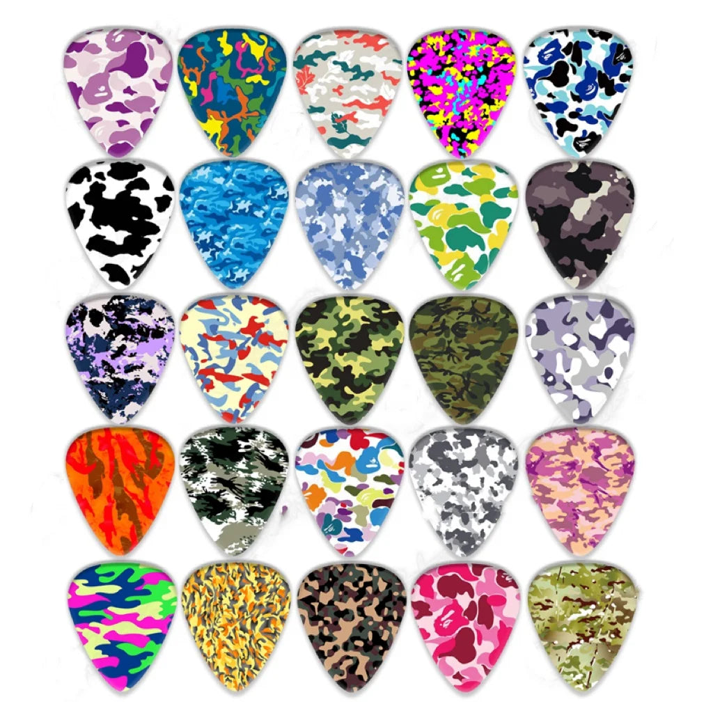 Wholesale OEM Custom Celluloid Material Camouflage Army Green Printing Guitar Picks Guitar Accessories Pick for Sale