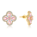 QX Custom OEM Fine Jewelry Four-leaf Clover Flower Women Luxury 18K Gold Plated 925 Sterling Silver CZ Stud Earrings