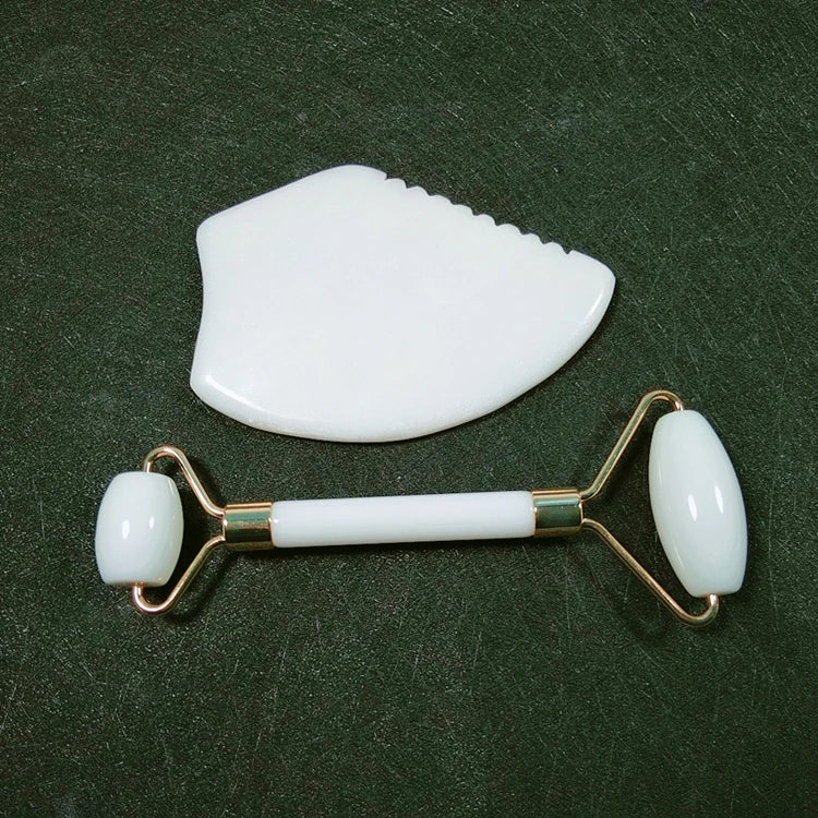 DIY New Product Facial Jade Roller White Jade Jade Roller and Guasha Board