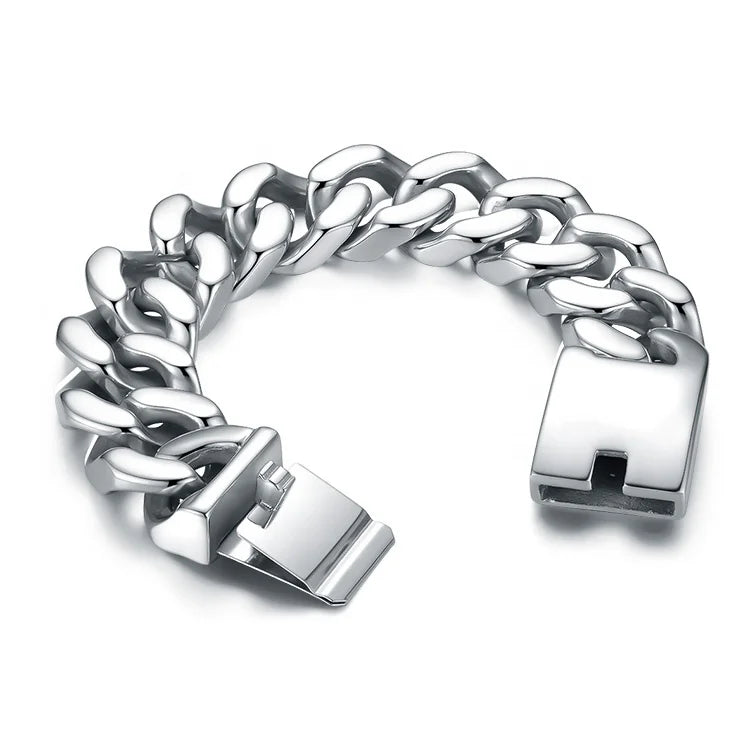 High Quality PVD 18K Gold Plated Stainless Steel Jewelry Chunky Chains Bangle Punk Accessories Bracelet B202152