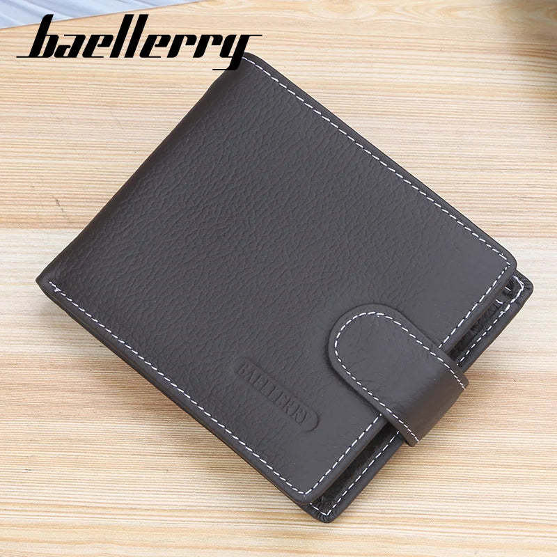 Baellerry Men's Retro Cowhide Buckle Wallet Cross-Border New Trending Short Wallet