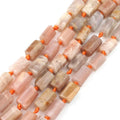 Natural Faceted Sunstone Beads Cylinder Shape Loose Stone Spacer Beads For Jewelry DIY Charms Bracelet