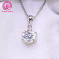 14K Solid White Gold 8.0 mm  2 Carats White Round Brilliant Cut Moissanite Diamond Pendant Necklaces